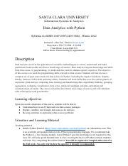 santa clara university data analytics